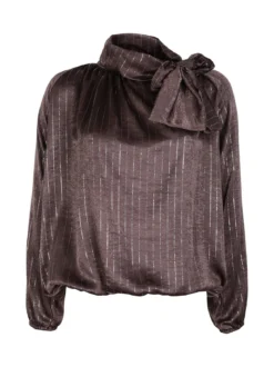 Daystar Camicetta donna a maniche lunghe con righe argento