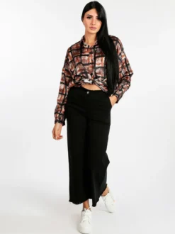 Daystar Camicia donna a fantasia con nodo