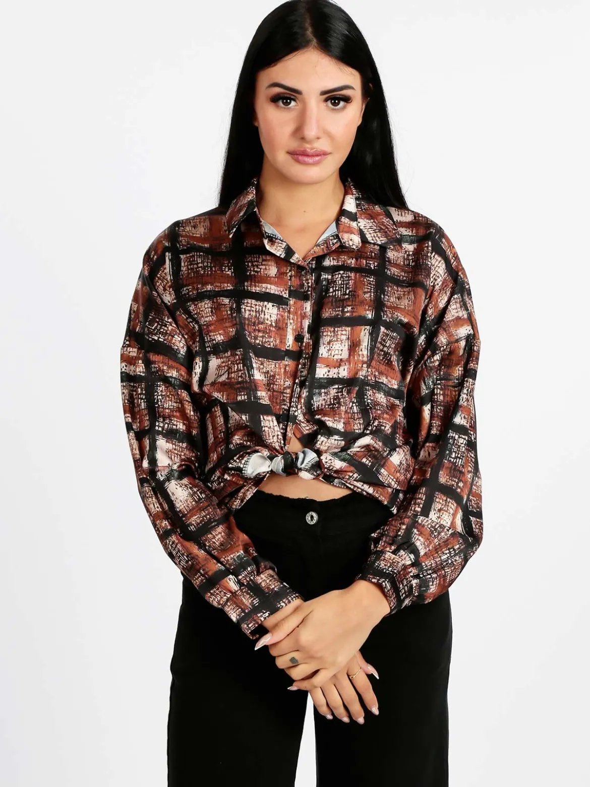 Daystar Camicia donna a fantasia con nodo
