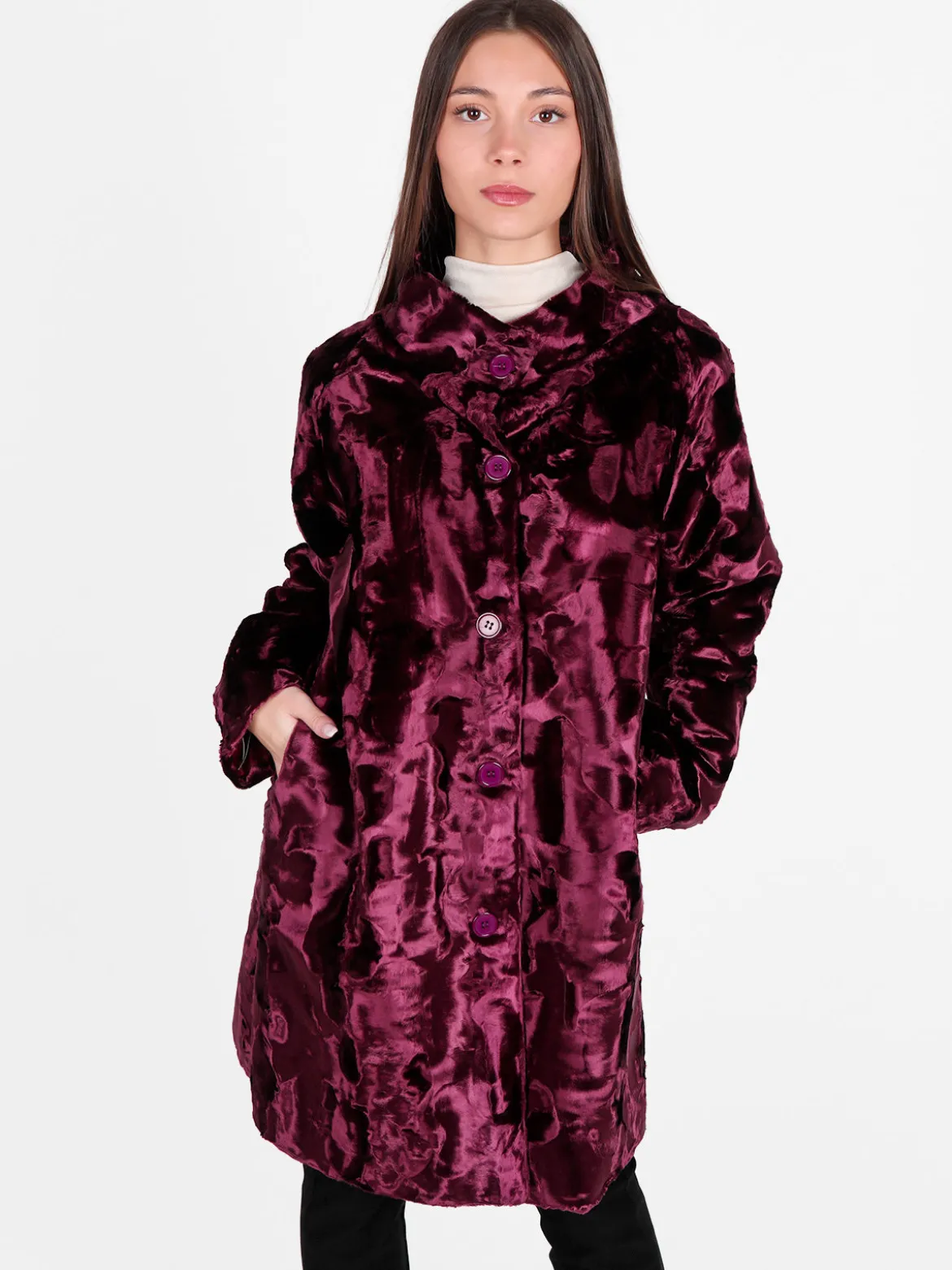 Daystar Cappotto lungo da donna in pelliccia sintetica