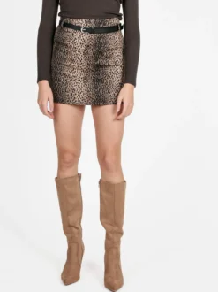 Daystar Gonna corta da donna animalier con cintura
