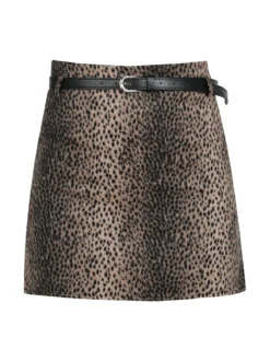 Daystar Gonna corta da donna animalier con cintura