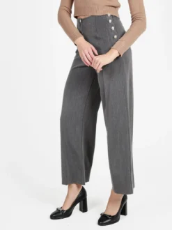 Daystar Pantaloni donna a gamba larga con bottoni decorativi