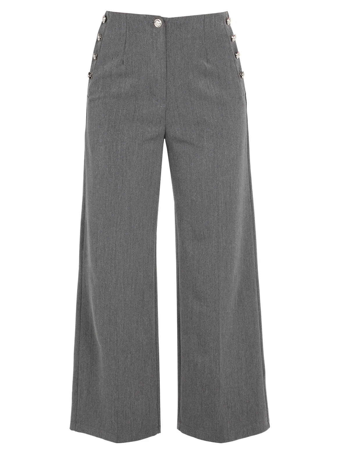 Daystar Pantaloni donna a gamba larga con bottoni decorativi