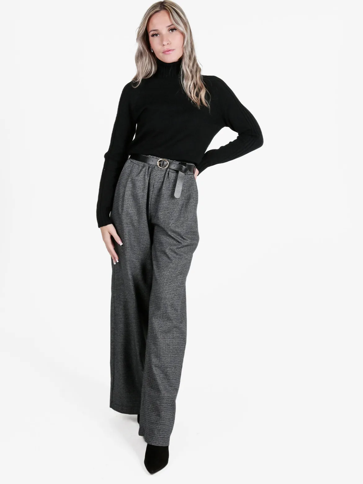 Daystar Pantaloni donna quadrettati a gamba larga