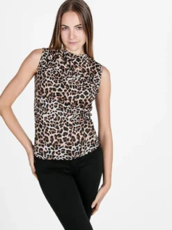 Daystar Top donna accollato in fantasia animalier