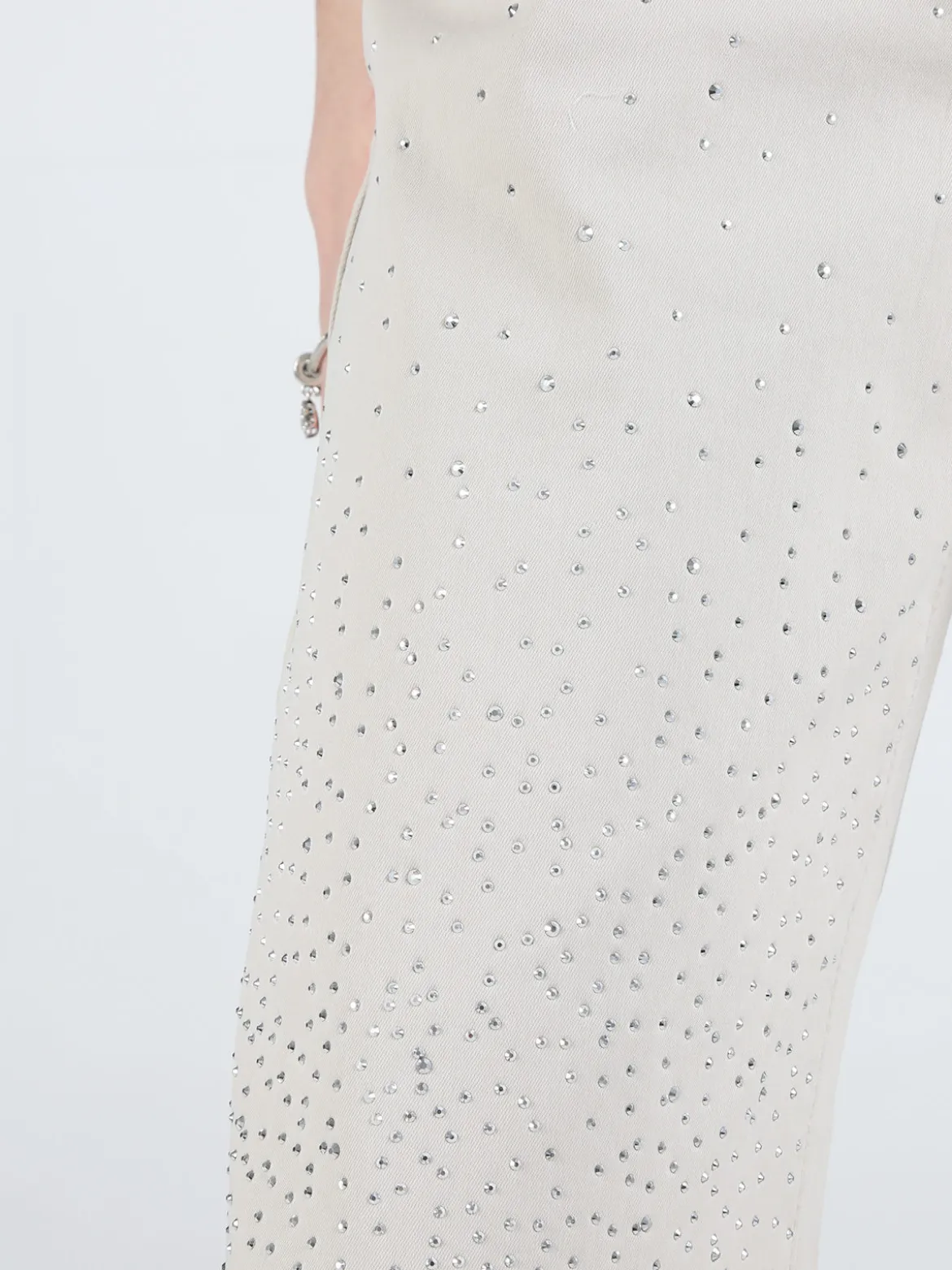 3-D Denim Pantaloni donna con strass a gamba larga