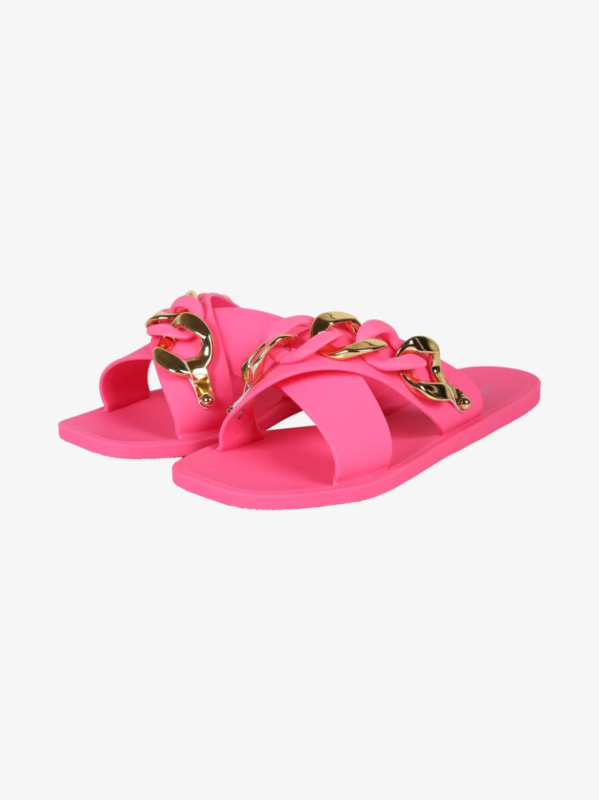 De Fonseca Ciabatte donna in gomma con fascia intrecciata e catena