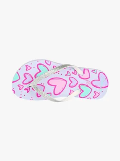 De Fonseca Infradito mare da bambina in gomma con glitter e cuori - lilla
