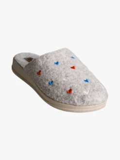 De Fonseca Pantofole donna cuori in feltro con zeppa - beige