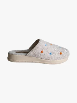 De Fonseca Pantofole donna cuori in feltro con zeppa - beige