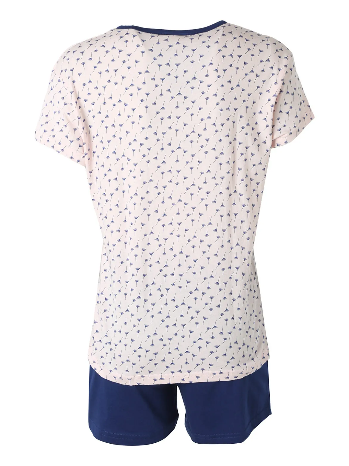 De Fonseca Pigiama corto da donna in cotone con t-shirt stampata e shorts - blu
