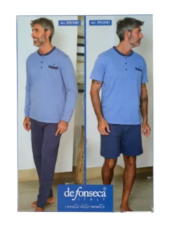 De Fonseca Pigiama corto da uomo in cotone con taschino - avion