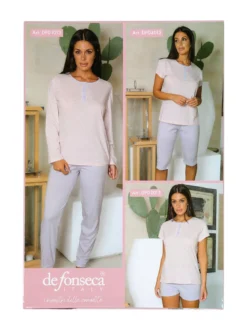 De Fonseca Pigiama donna in cotone a maniche corte e pantaloni a pinocchietto - lilla