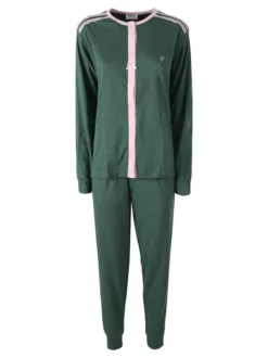 De Fonseca Pigiama donna in cotone con bottoni - verde