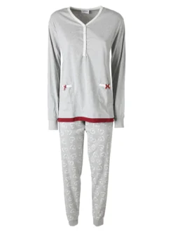 De Fonseca Pigiama donna scollo a V in cotone - grigio