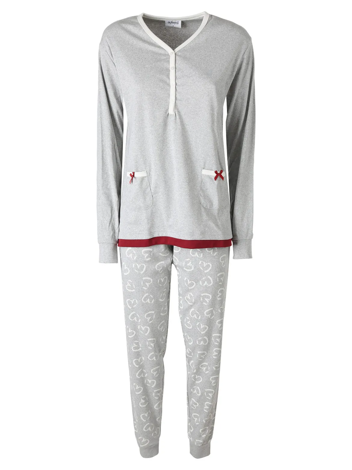 De Fonseca Pigiama donna scollo a V in cotone - grigio