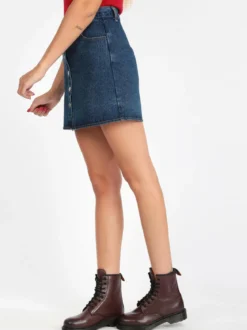 Denim Gonna corta con bottoni