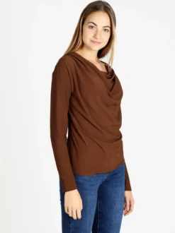 Deva Moda Blusa donna con scollo a cascata