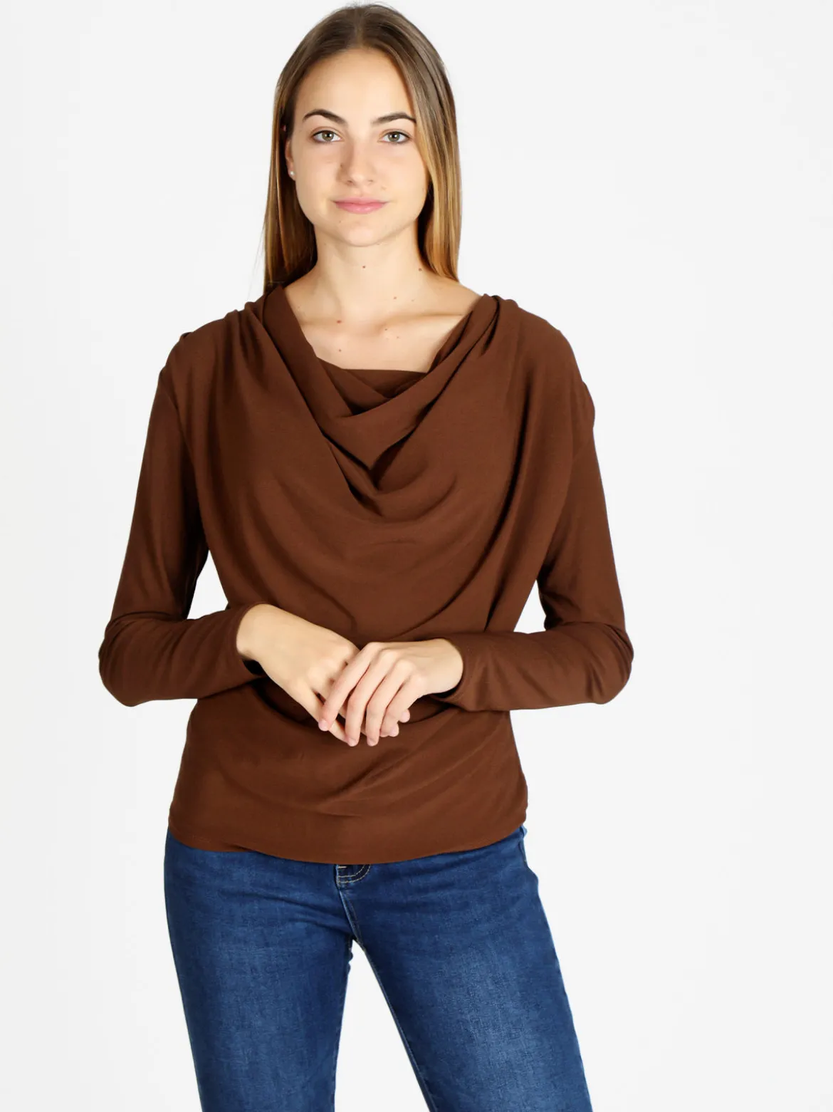 Deva Moda Blusa donna con scollo a cascata