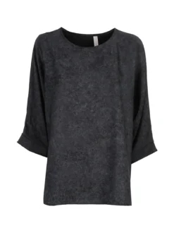 Deva Moda Blusa donna girocollo con maniche a pipistrello - nero