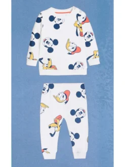 Disney Baby Pigiama da neonato in cotone con stampe Topolino - bianco