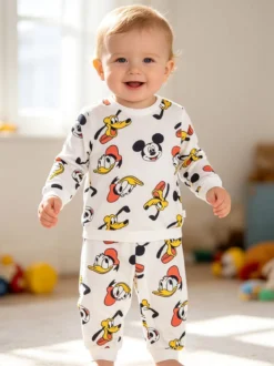 Disney Baby Pigiama da neonato in cotone con stampe Topolino - bianco