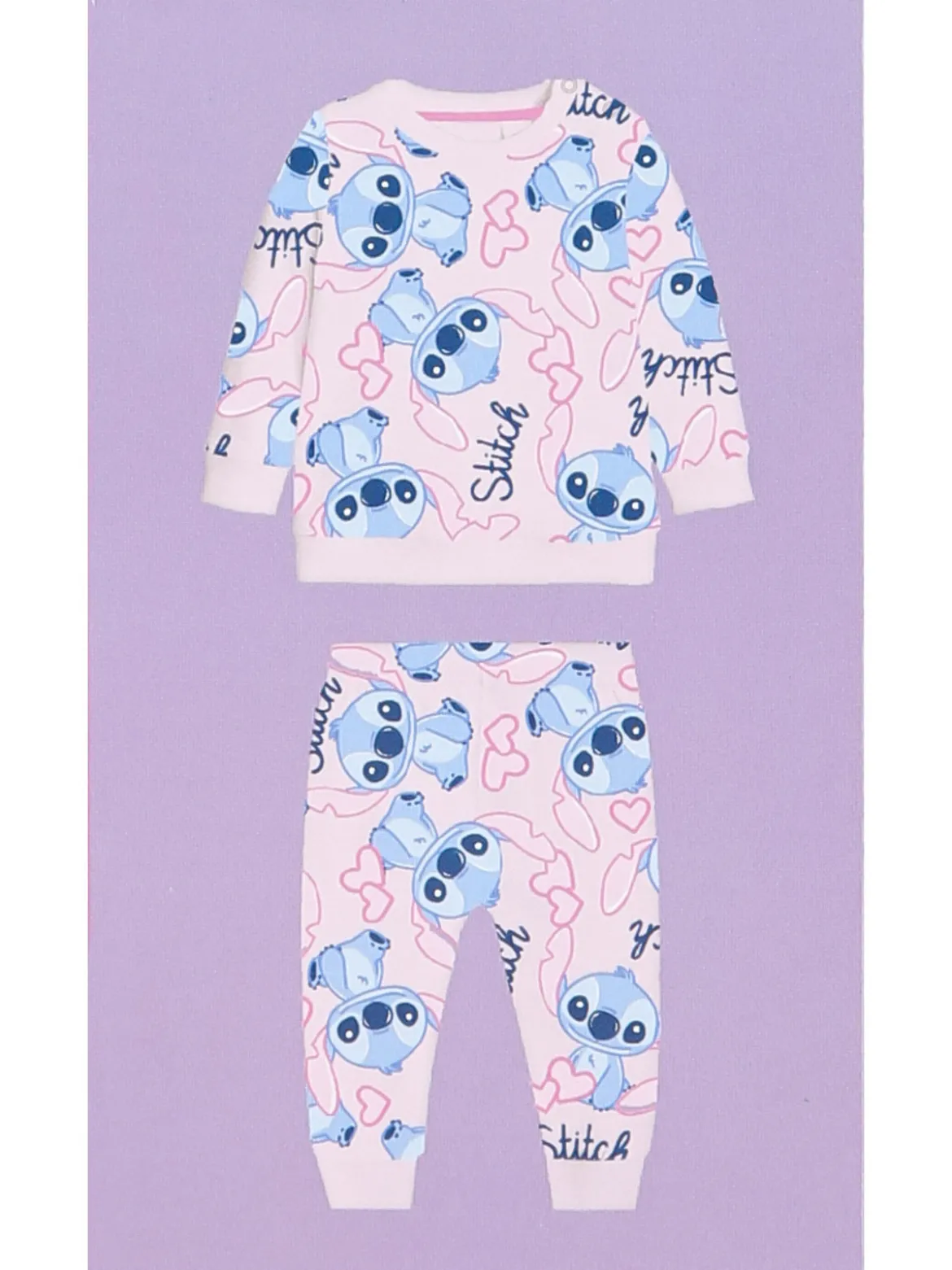 Disney Baby Stitch pigiama da neonata in cotone con stampe - rosa