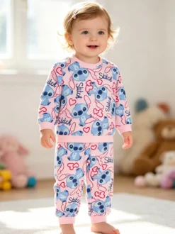 Disney Baby Stitch pigiama da neonata in cotone con stampe - rosa