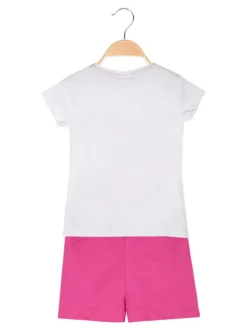 Disney Lilo & Stitch Completo corto da bambina in cotone con t-shirt e shorts con coulisse - bianco