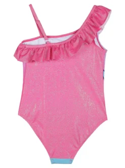 Disney Lilo & Stitch Costume intero da bagno da bambina monospalla con stampa e glitter - fucsia