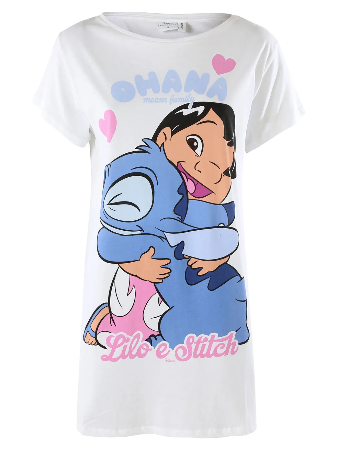 Disney Lilo & Stitch Maxi t-shirt da donna in cotone a maniche corte con stampa disegno - bianco