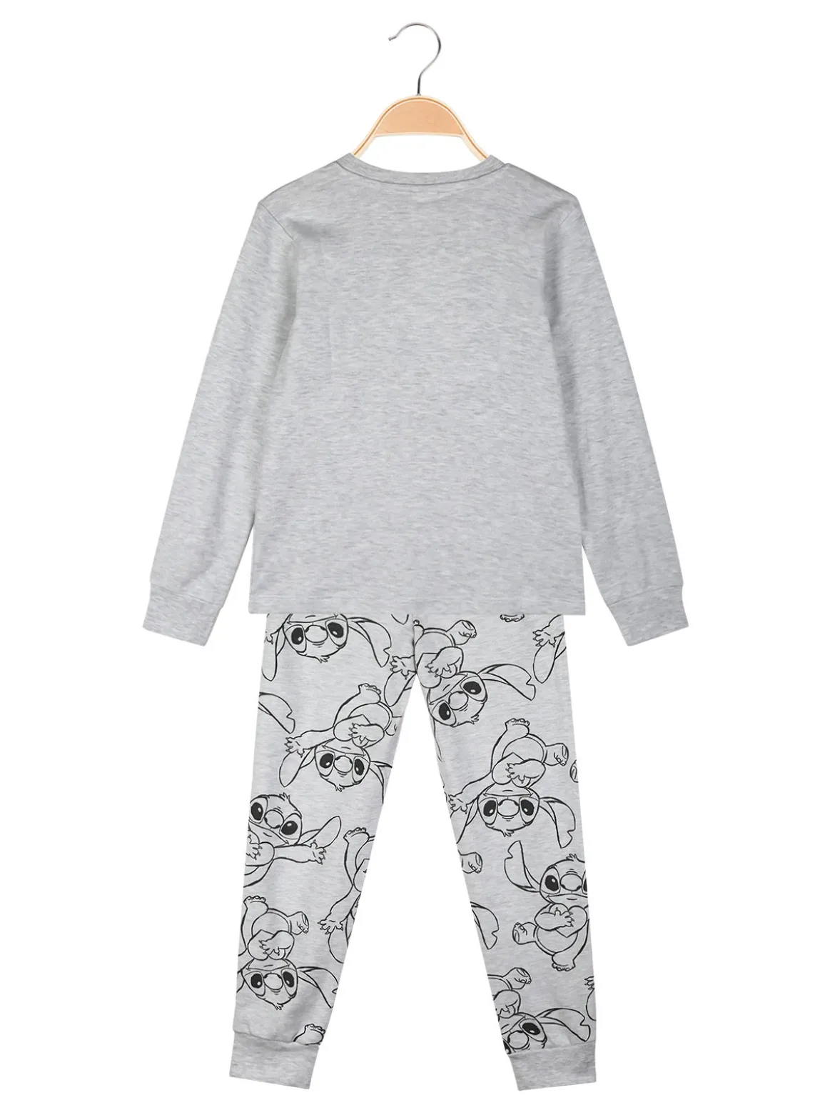 Disney Lilo & Stitch Pigiama lungo da bambina in cotone interlock - grigio chiaro
