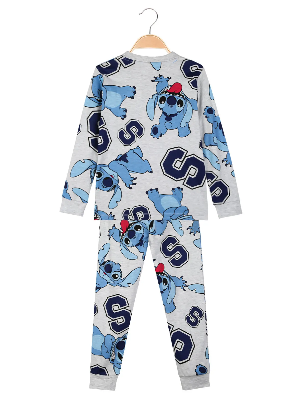 Disney Lilo & Stitch Pigiama lungo da bambino in cotone interlock - grigio chiaro