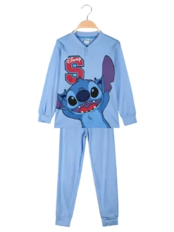 Disney Lilo & Stitch Pigiama lungo da bambino in cotone interlock - azzurro