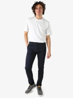 3-D Jeans Pantaloni casual da uomo slim fit con stampa pied de poule - blu scuro
