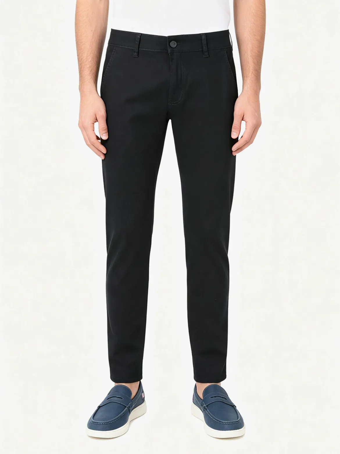 3-D Jeans Pantaloni da uomo slim fit in cotone taglie grandi - nero