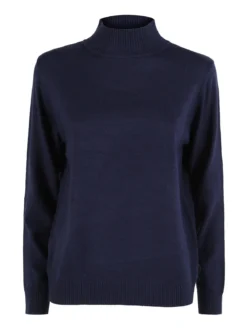 Dolce & Trendy Pullover donna a lupetto in maglia - blu scuro