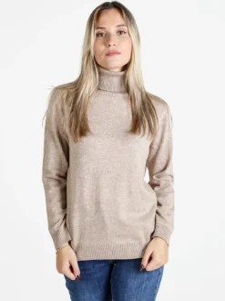 Dolce & Trendy Pullover donna dolcevita in maglia - sabbia