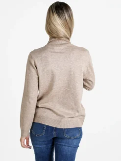 Dolce & Trendy Pullover donna dolcevita in maglia - sabbia