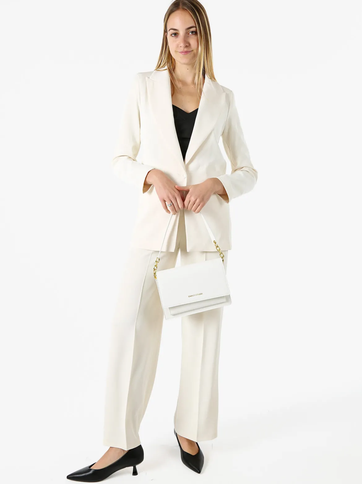 Doremi Completo elegante da donna con giacca e pantaloni - panna