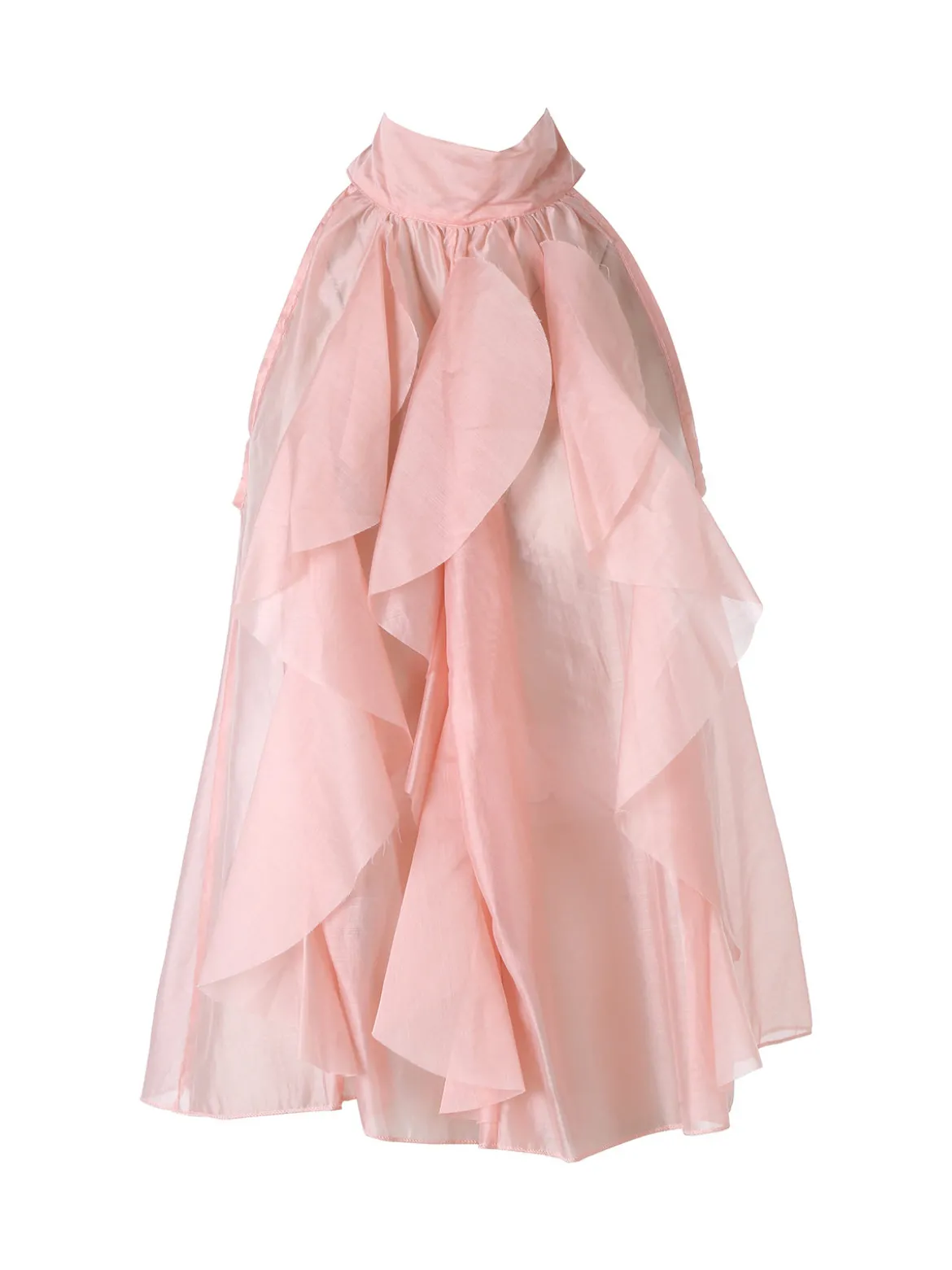 Doremi Top donna con volant e allacciatura al collo - rosa