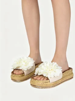 Econfort Ciabatte donna con fiore e platform - bianco