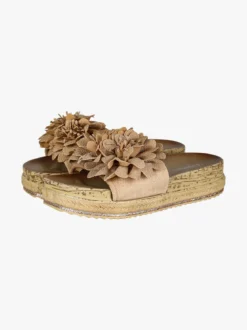 Econfort Ciabatte donna con fiore e platform - khaki