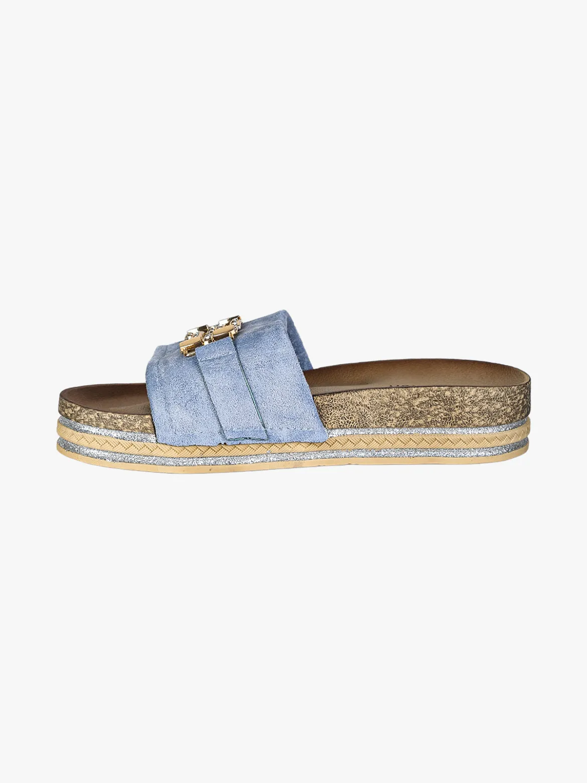 Econfort Ciabatte donna gioiello con strass e platform - blu