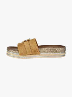 Econfort Ciabatte donna gioiello con strass e platform - cammello