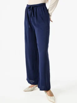 Eletta Pantaloni donna a palazzo in crèpe - blu