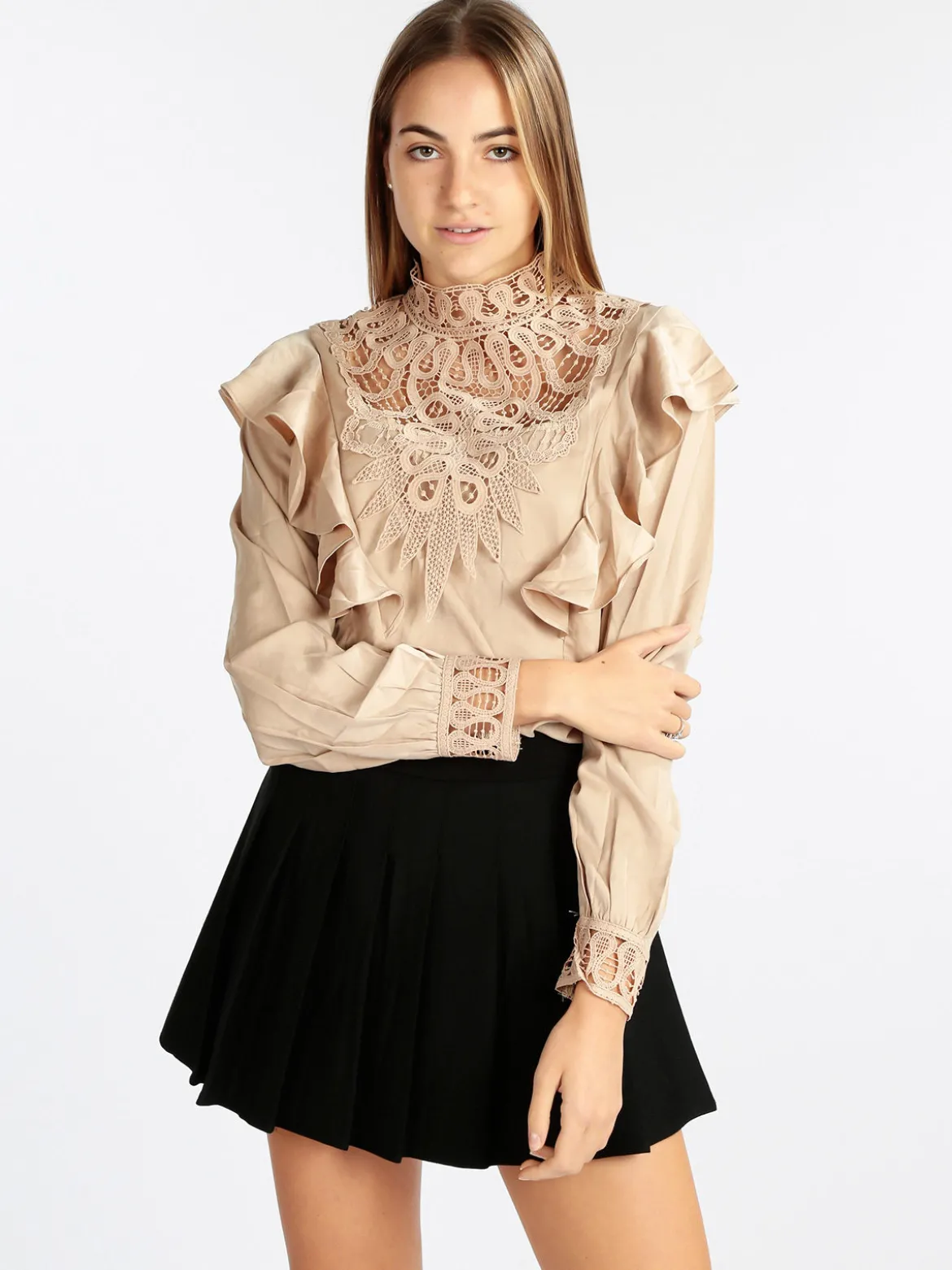 Elsa M. Blusa donna con inserti in macramè