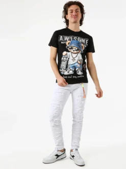 Elyn.G Jeans Jeans da uomo skinny con strappi - bianco