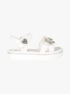 Energy Sandali da bambina con cinturini a strappo e fiori - bianco